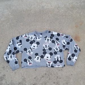 Disney Mickey Mouse Cutoff Crop Sweatshirt All Over Print